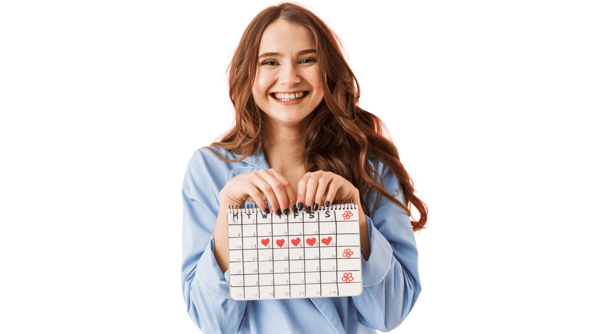 Middle School Student holding a calendar with hearts
